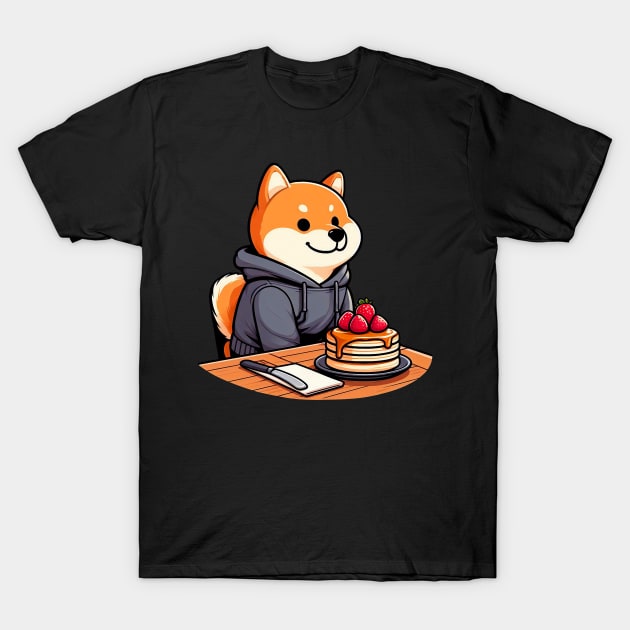 Shiba Inu Strawberry Pancakes T-Shirt by Plushism